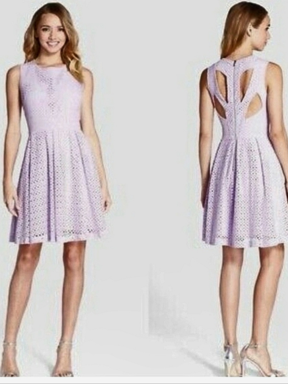 New With Tags: Betsey Johnson Lilac Eyelet Sleeveless Midi Dress